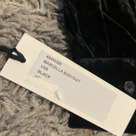 L’AGENCE NEW Marcella Wrap Effect Velvet Bodysuit In Black Size XS $450.00 - Picture 16 of 16